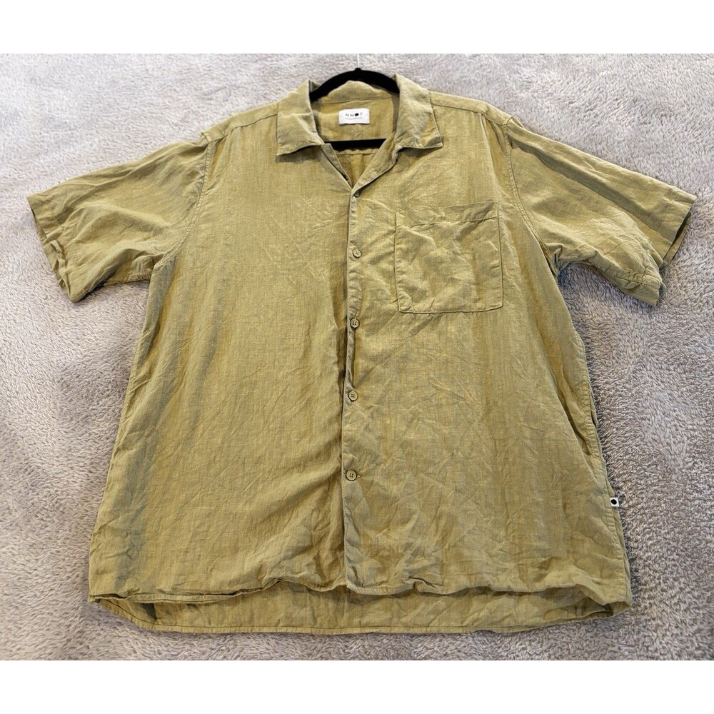 NN07 No Nationality Men’s Olive Linen Shirt Large